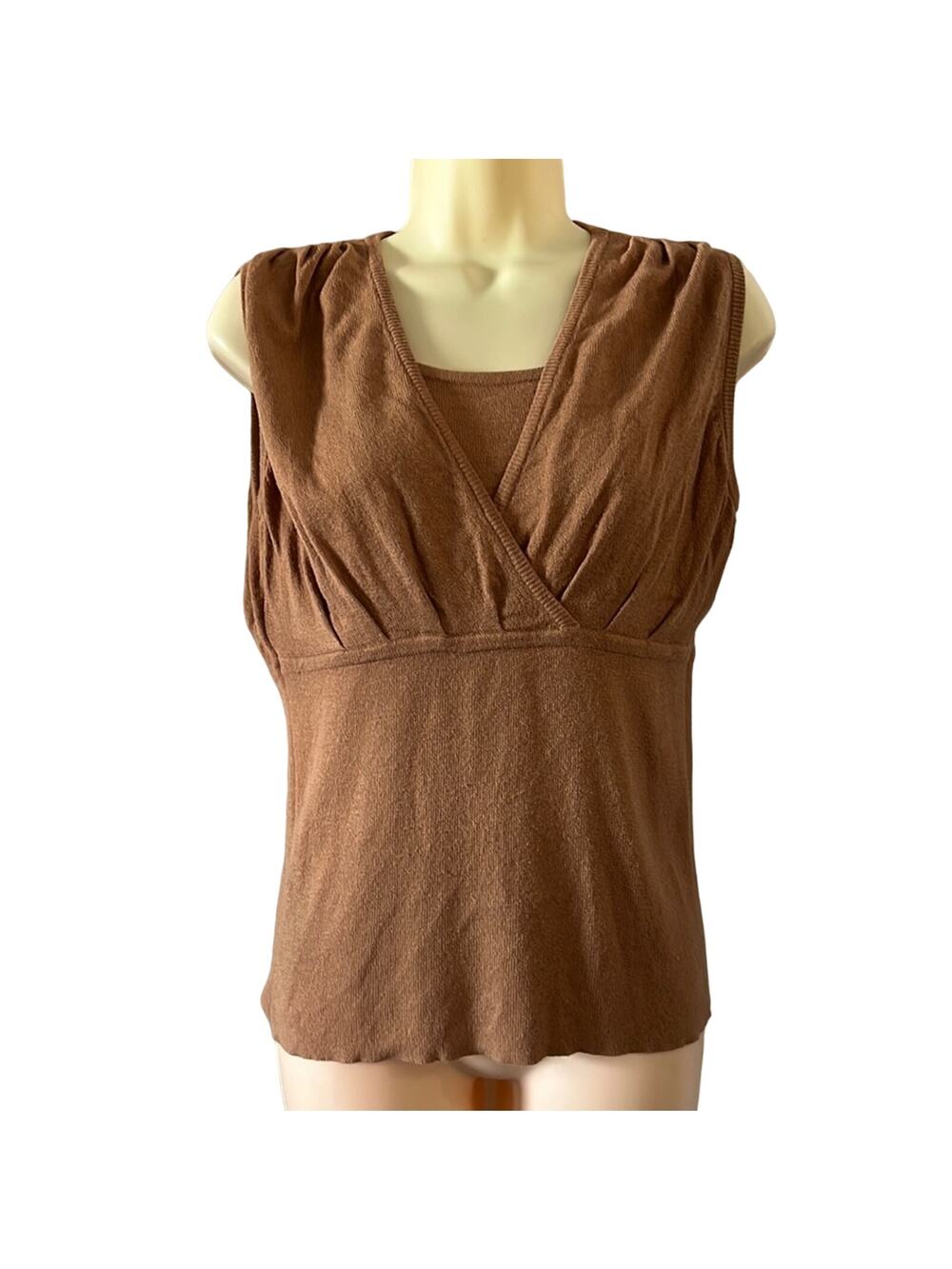 CB Design Light Brown Sleeveless Sweater Womans Size Large